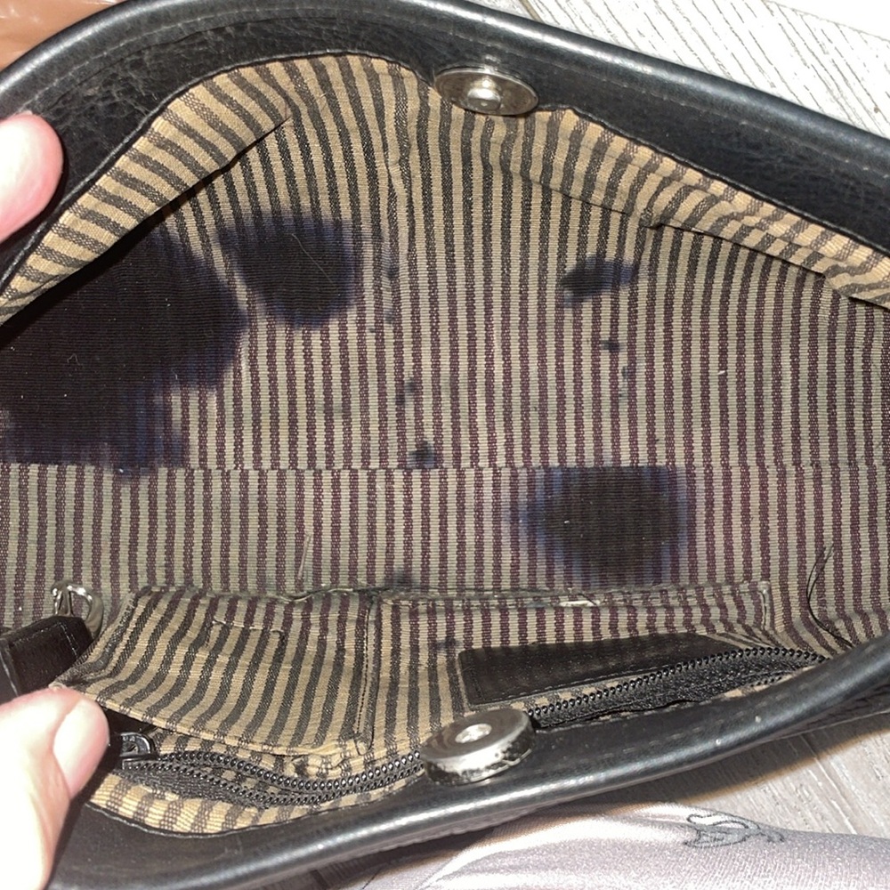 Rare Vintage Brighton “isadora” croc leather Handbag black silver hardware recta - Picture 9 of 9